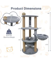 Cozito Cat Tower 47 inch with Cat Nest and Scratching Posts