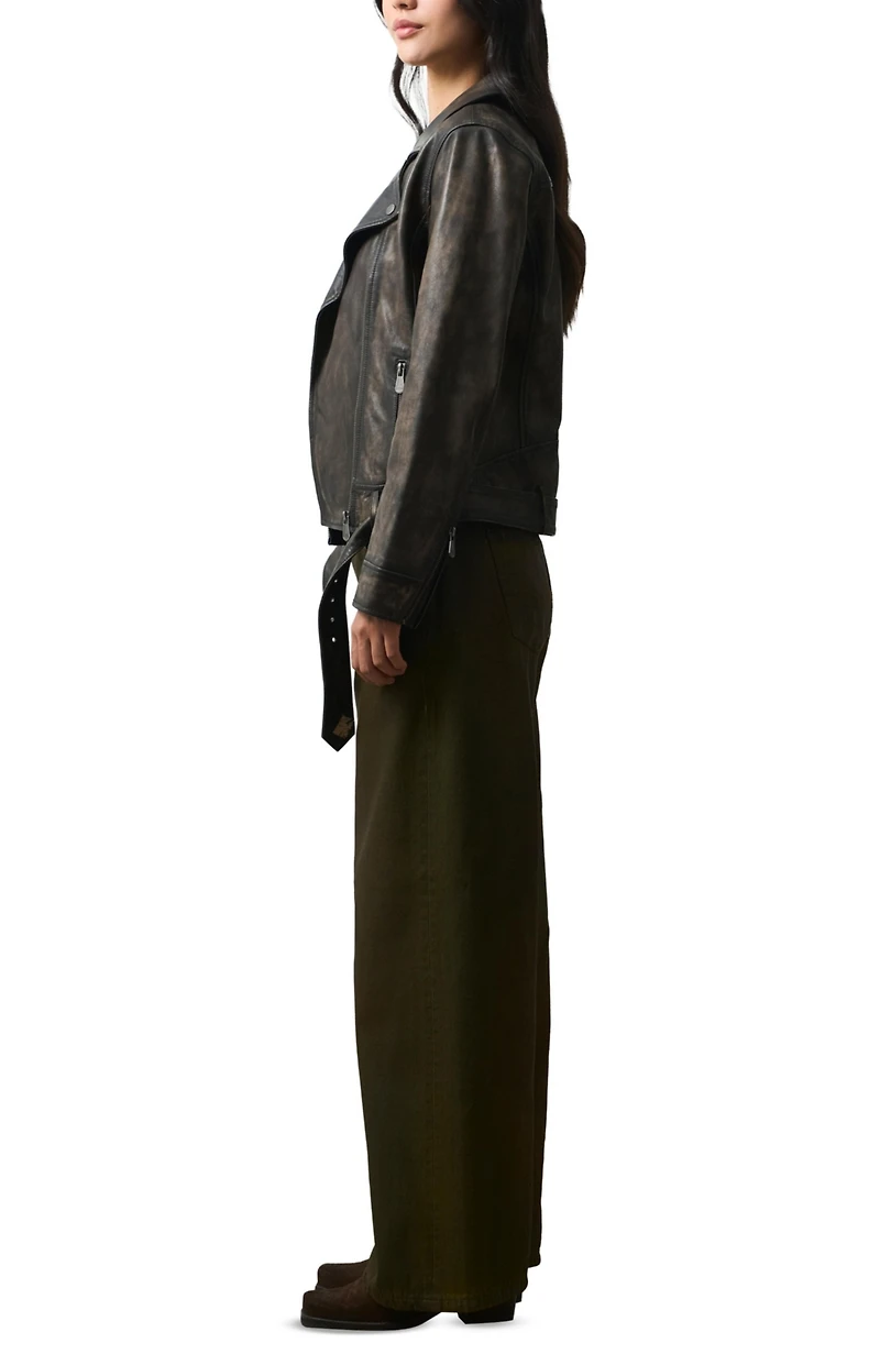Velez Women's Efos Leather Biker Jacket