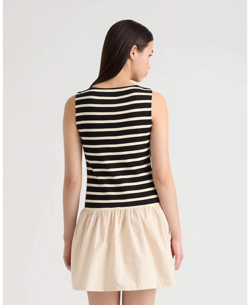 Nvlt Women's Twofer Dress with Ruffled Poplin Skirt