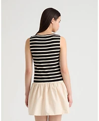 Nvlt Women's Twofer Dress with Ruffled Poplin Skirt