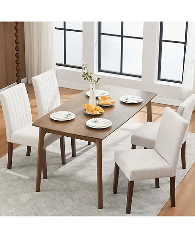 gaomon Dining Chair Set, Linen Upholstered Stripes Tufted Kitchen Chair Set with High Backrest