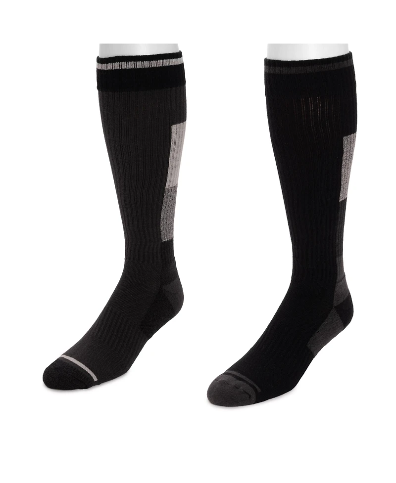 Muk Luks Men's Ruff N Tuff Work Wear Cotton Blend Compression Socks, 2 Pair Pack