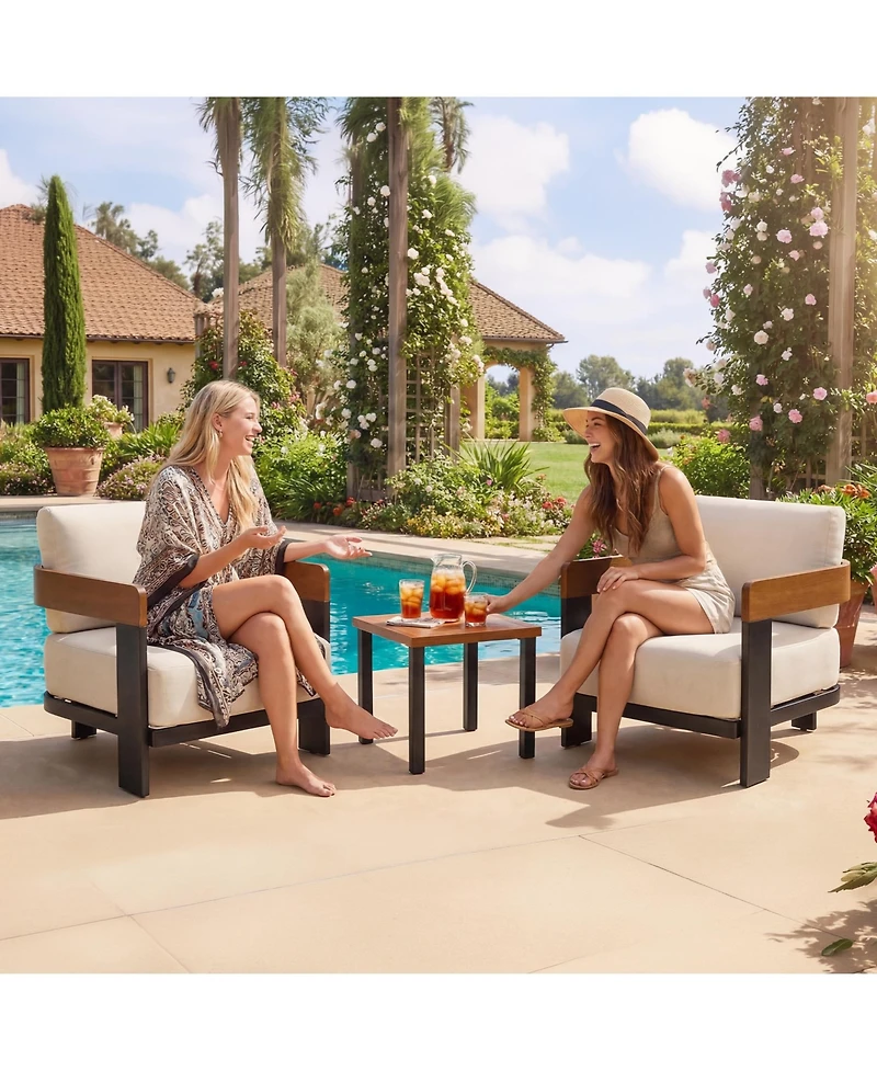 Tribesigns 2-Piece Patio Conversation Set, Patio Sofa with Removable Cushions, Outdoor Armchair with Meatl Frame & Thick Seat Cushion (No Table)