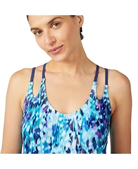 Free Country Women's Double Strap Cut Out Blouson Tankini Top