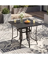 Gouun 37 in Square Metal Patio Dining Table for 4 with Umbrella Hole