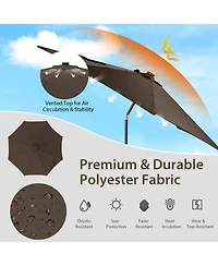 Sugift 10 Feet Patio Umbrella with 112 Solar Lights and Crank Handle