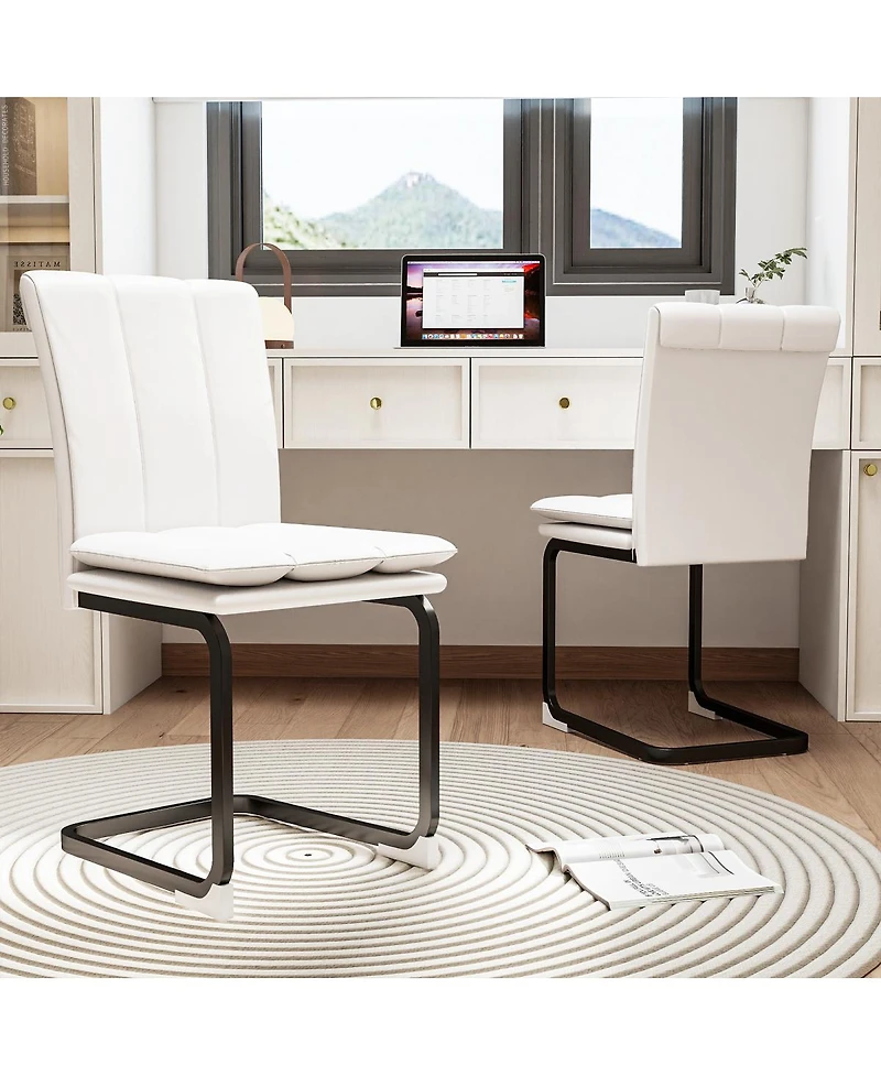 Streamdale Furniture Pu Leather Dining Chairs with Metal Legs -4 chairs.