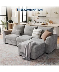 gaomon L-Shape Sectional Sofa with Storage, 108" Modular Couch, 4-Seater Bed Ottoman, Chenille Fabric Hidden Storage for Small Spaces