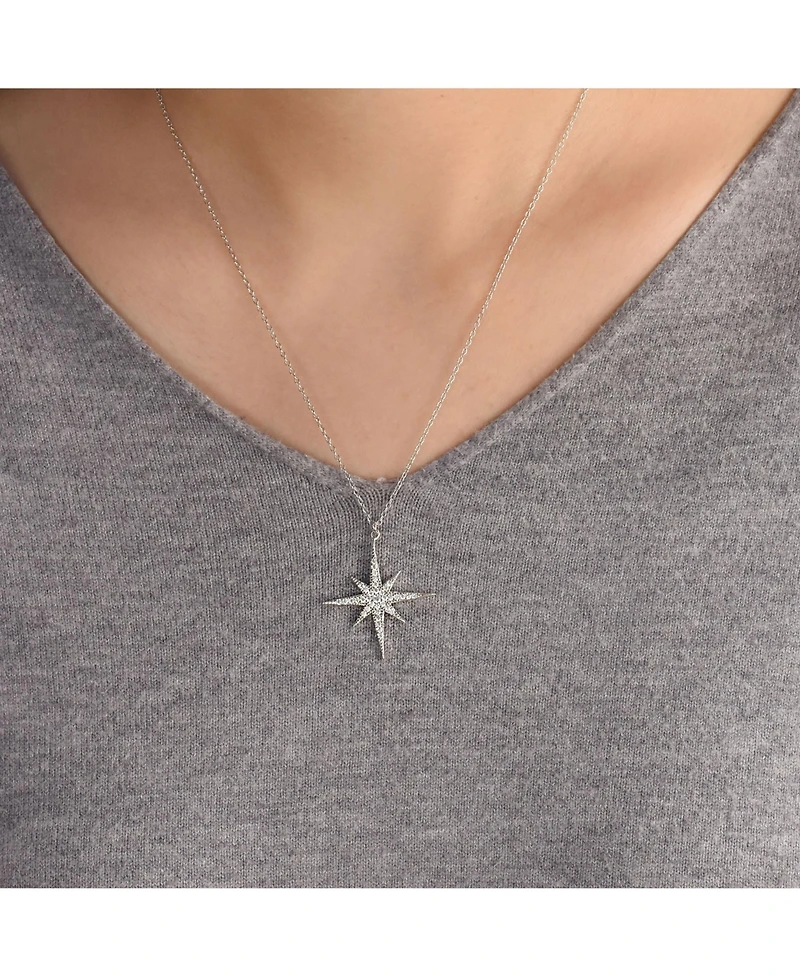 Bling Jewelry Celestial Pave Cubic Zirconia Cz North Star Burst Pendant Necklace