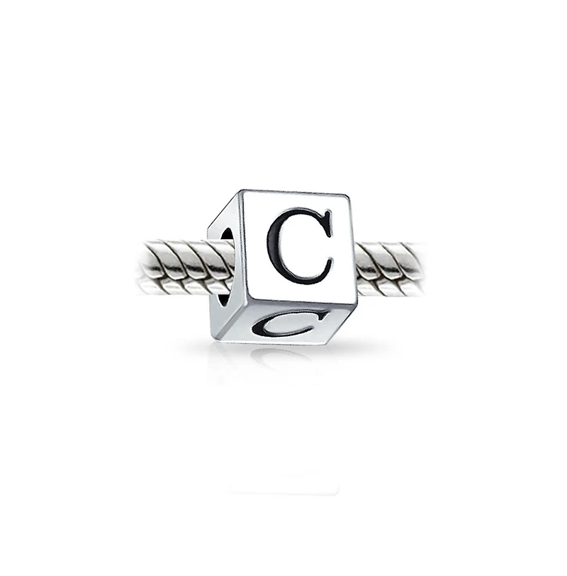Bling Jewelry Block Letter Alphabet Initial Charm Bead For European Bracelet