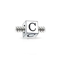 Bling Jewelry Block Letter Alphabet Initial Charm Bead For European Bracelet