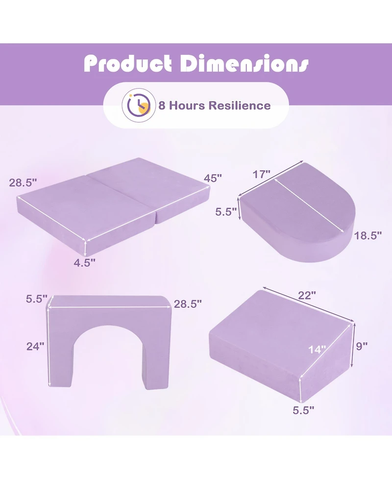 Sugift 8-Piece Modular Kids Play Couch with Comfy Suede Fabric