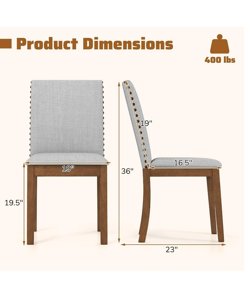 Sugift Set of 2 Upholstered Dining Chairs with Padded Seat for Living Room