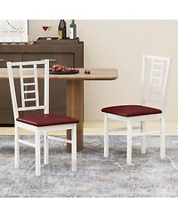 Sugift Pu Leather Upholstered Wood Dining Chairs Set of 2