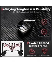 Sugift 38 Inch 400 Lbs Heavy-Duty Collapsible Wagon Cart with Adjustable Handle for Camping Garden