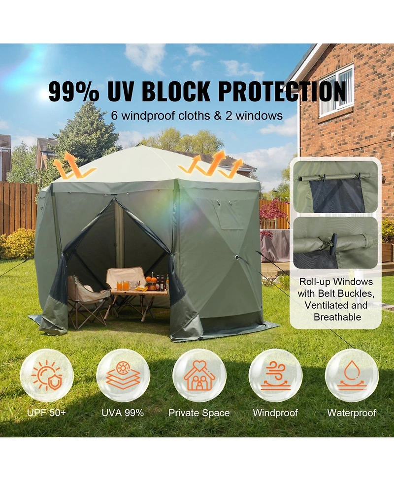 Mecale 10x10 Ft Pop Up Gazebo Tent 6-Sided with Mosquito Netting