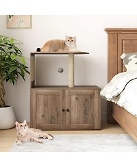 Cozito Cat Tree 34 in with Litter Box Enclosure and Sisal Post