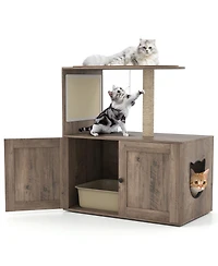 Cozito Cat Tree 34 in with Litter Box Enclosure and Sisal Post
