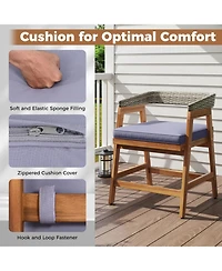Gouun 5-Piece Acacia Wood and Pe Rattan Patio Dining Set with Cushions