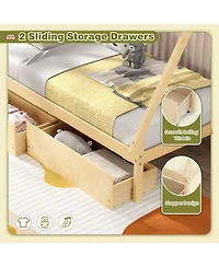 Gouun Tent Platform House Bed with Storage Drawers