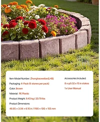 Sugift Faux Stone Landscape Edging, 46.8 x 3.9 in, Flexible Brick-Sized Lawn Edging