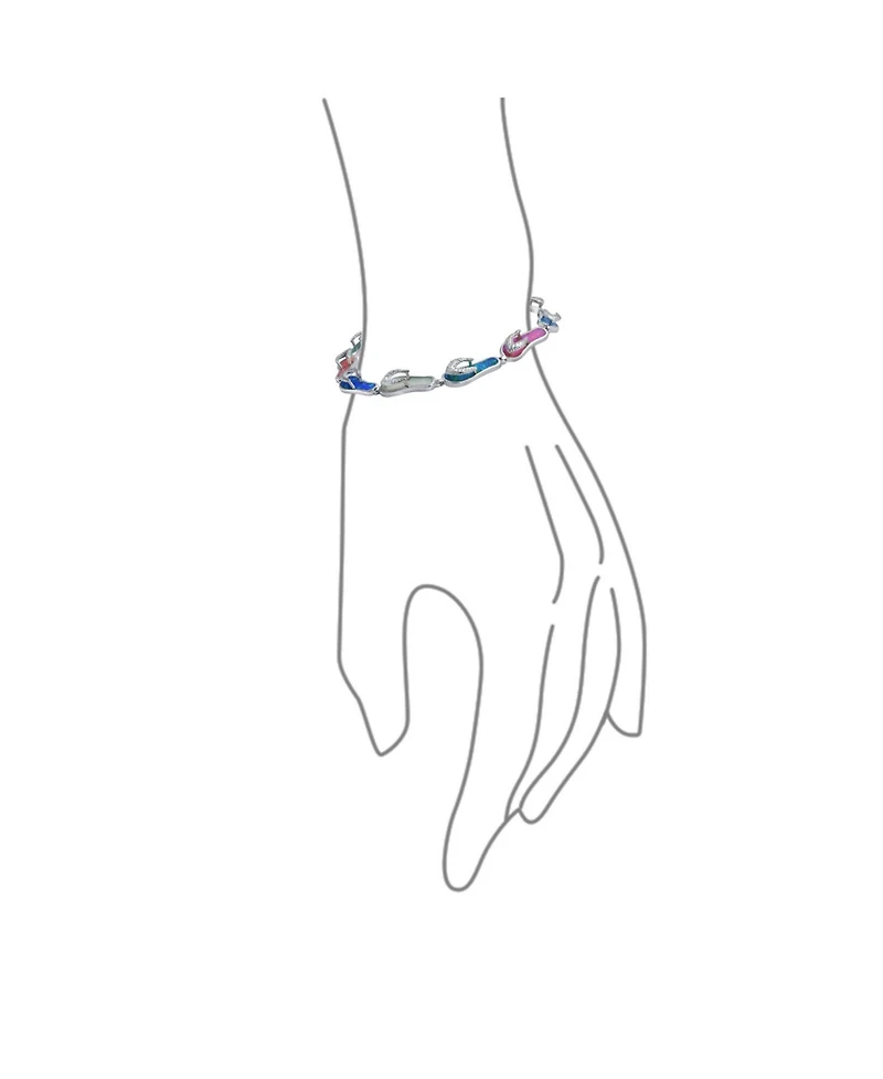 Bling Jewelry Tropical Vacation Beach Multi Color Flip Flop Sandal Created Synthetic Opal Bracelet