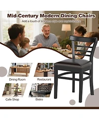 Sugift Set of 2 Wooden Dining Chair with Rubber Wood Legs for Restaurant