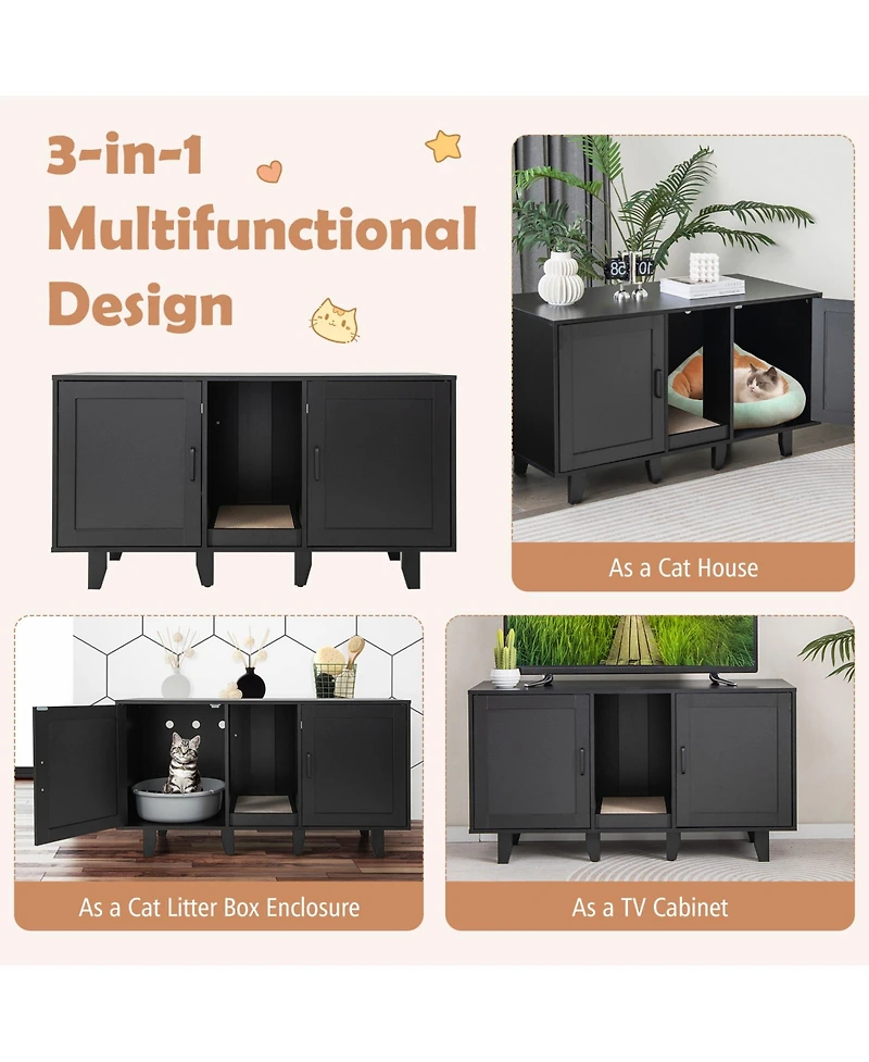 Cozito Cat Litter Box Enclosure 47.5 in 2 Door Stackable