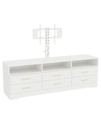 gaomon Home 32" to 80" Entertainment Center, Wood Media Console Dresser with 6 Drawers and Adjustable Bracket.