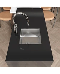 Busdays Stainless Steel Kitchen Sink, Single Bowl, Undermount HandmadeSink in Brushed Nickel, with Us Standard Drain and Hook