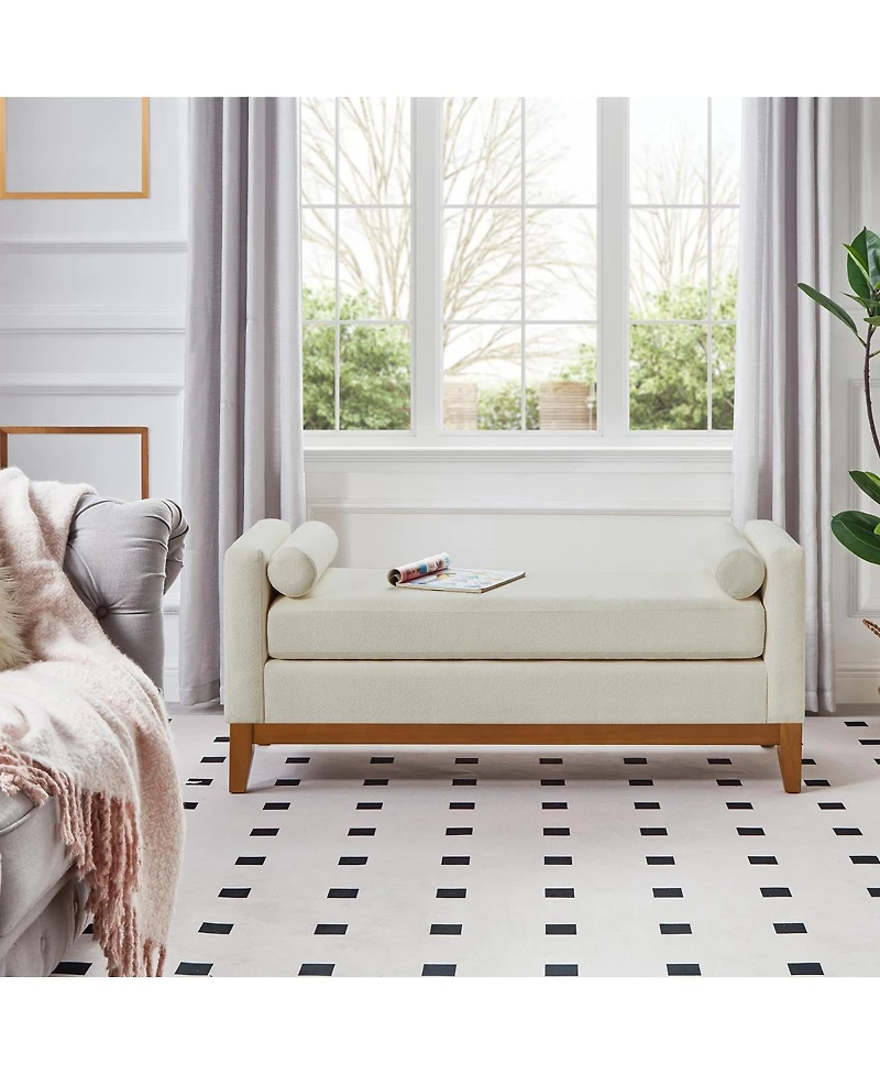 Streamdale Furniture Boucle Upholstered Ottoman/Bench with Pillows