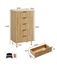 gaomon 48" Tall 5 Drawer Chest of Drawers for Bedroom, Fluted Storage Dresser with Wide Top.