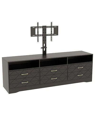 gaomon Home 32" to 80" Entertainment Center, Wood Media Console Dresser with 6 Drawers and Adjustable Bracket.