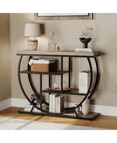 gaomon 3 Tier Metal Frame Entryway Console Table with Semicircular Design