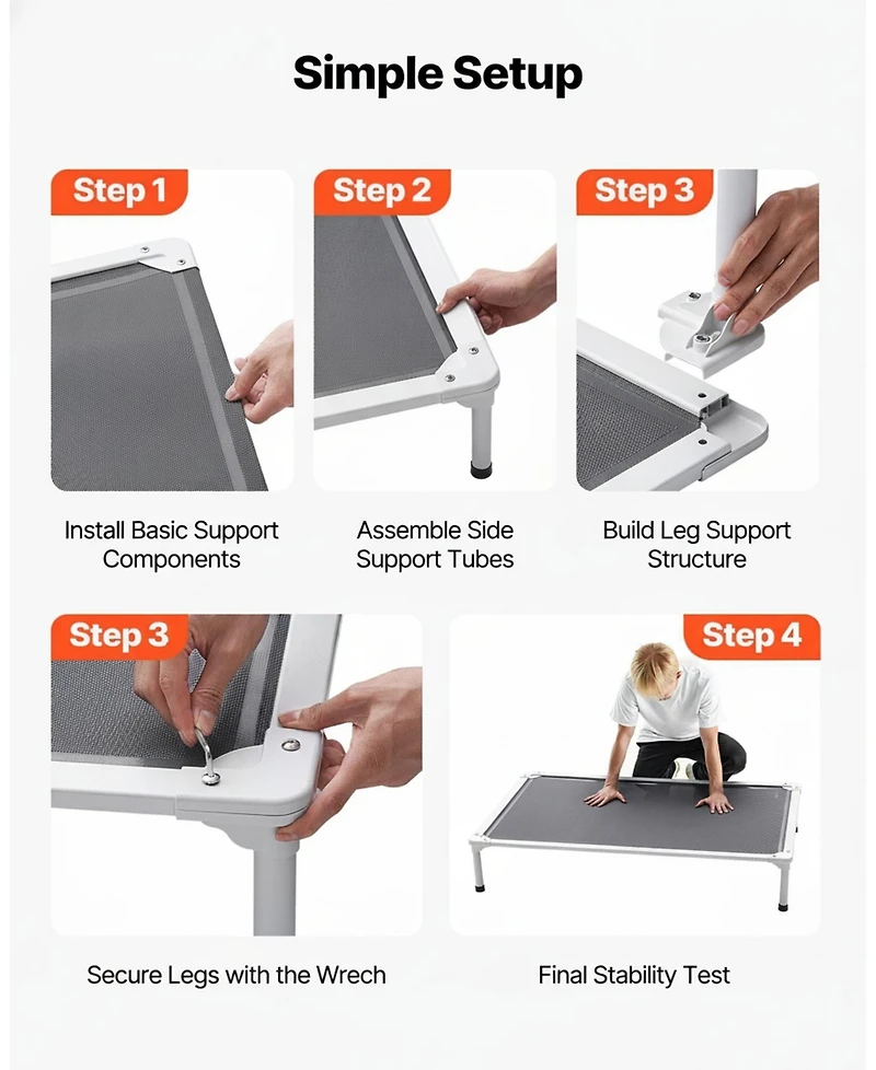 Gouun Portable Raised Dog Cot Size L, 42 x 30 Inch Elevated Pet Bed with 88 lbs Capacity Aluminum Frame