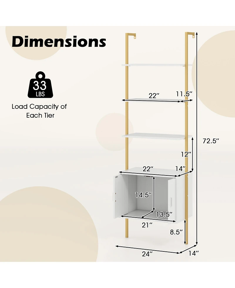 Sugift 72.5 Inch Tall Bookshelf with Cabinet Anti-Tipping Kits and Metal Frame