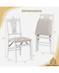 Sugift Folding Kitchen Chairs Set of 2 Upholstered Dining Chairs with Comfy Padded Seats