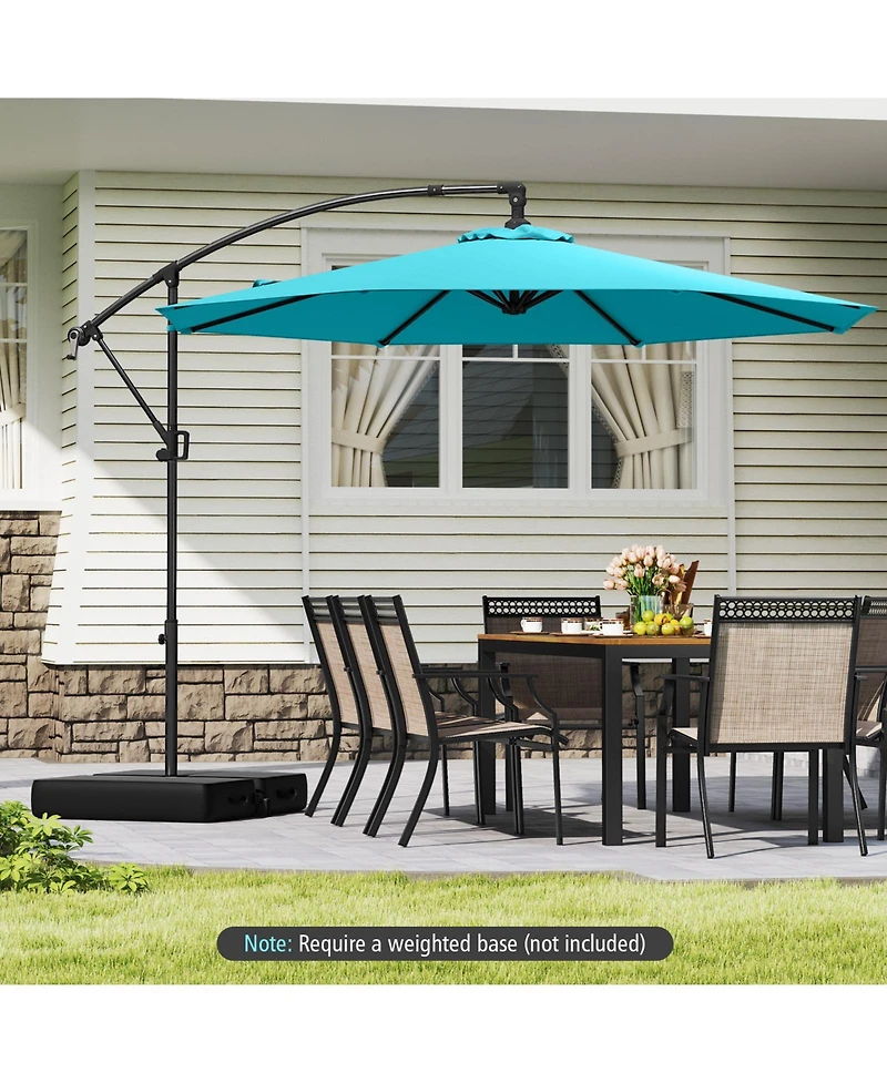 Sugift 10 Feet Offset Hanging Umbrella with Base and Infinite Tilt-Turquoise