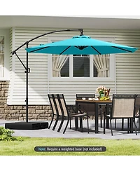 Sugift 10 Feet Offset Hanging Umbrella with Base and Infinite Tilt-Turquoise