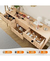 gaomon 9 Drawer Fluted Dresser, Wood Storage Cabinet and Tv Stand for Bedroom, Living Room, Entryway