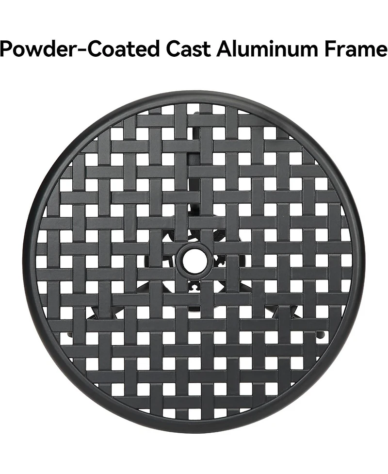 gaomon Patio Bistro Table, 24" Round Outdoor Coffee Table with 2" Umbrella Hole, Cast Aluminum Side Iron Frame