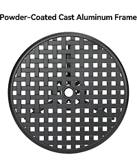 gaomon Patio Bistro Table, 24" Round Outdoor Coffee Table with 2" Umbrella Hole, Cast Aluminum Side Iron Frame