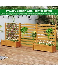 Sugift Three Panel Wood Air Conditioner Fence with Planter Box