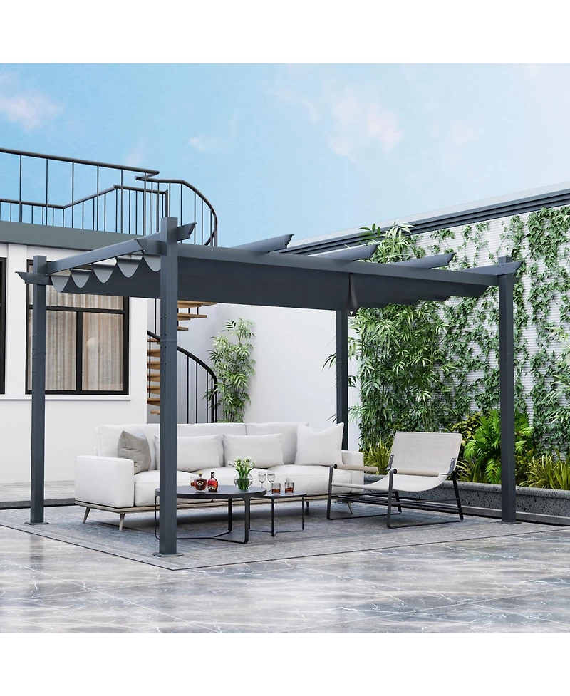 Sugift 10 x 13 Feet Outdoor Aluminum Retractable Pergola Canopy Shelter