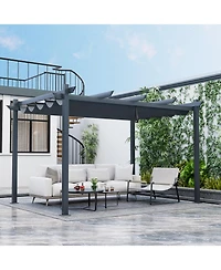 Sugift 10 x 13 Feet Outdoor Aluminum Retractable Pergola Canopy Shelter