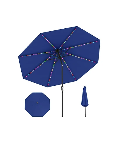 Sugift 10 Feet Solar Patio Umbrella with 96 Multi-Colored Flowing Led Lights and Tilt Adjustment