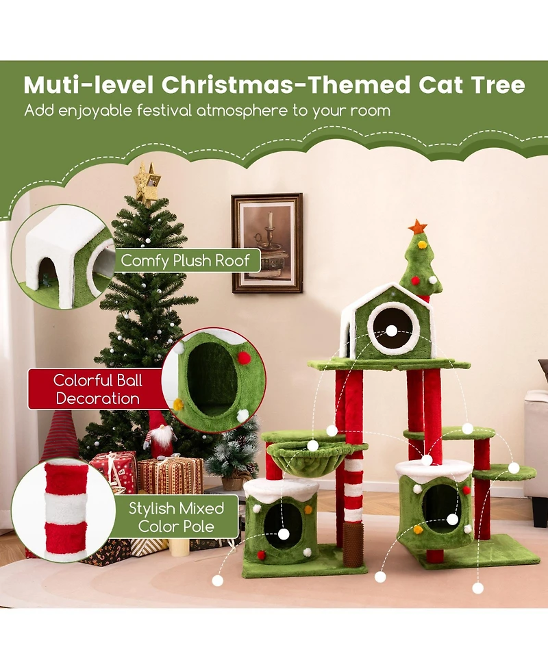 Cozito Cat Tree 58 in Multi-Level with Condos and Jumping Tower