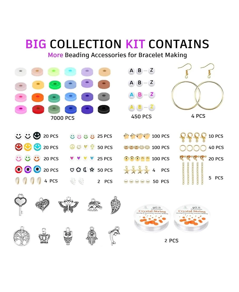 Gnuadz Clay Beads Bracelet Making Kit Letter Charms Friendship Crafts Gifts Ages 8-12