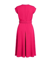 Ivonne Women's Sleeveless Midi Satin Dress with Belt