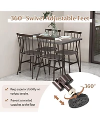 Gouun 5-Piece Kitchen Table Set with 4 High-Back Chairs and Anti-Slip Swivel Feet